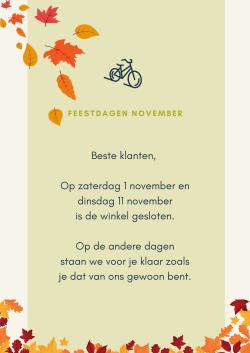 Winkel gesloten op 1 en 11 november